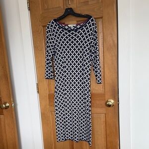 Women’s Boden Navy and White Geometric Pattern Dress